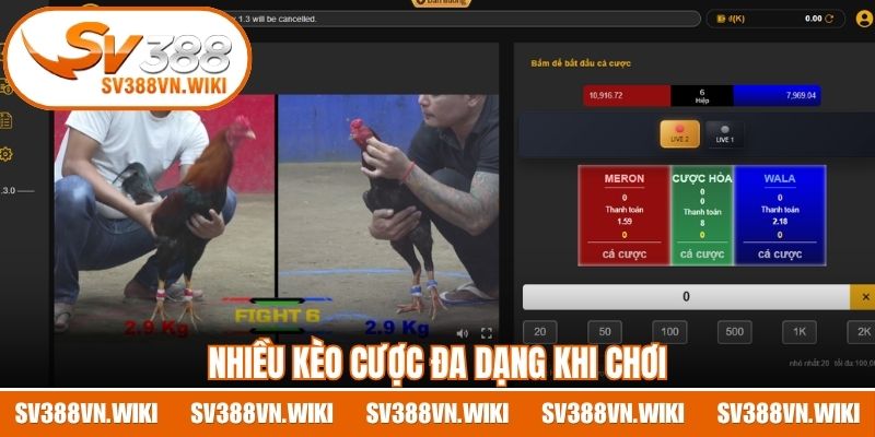 Nhiều kèo cược đa dạng khi chơi